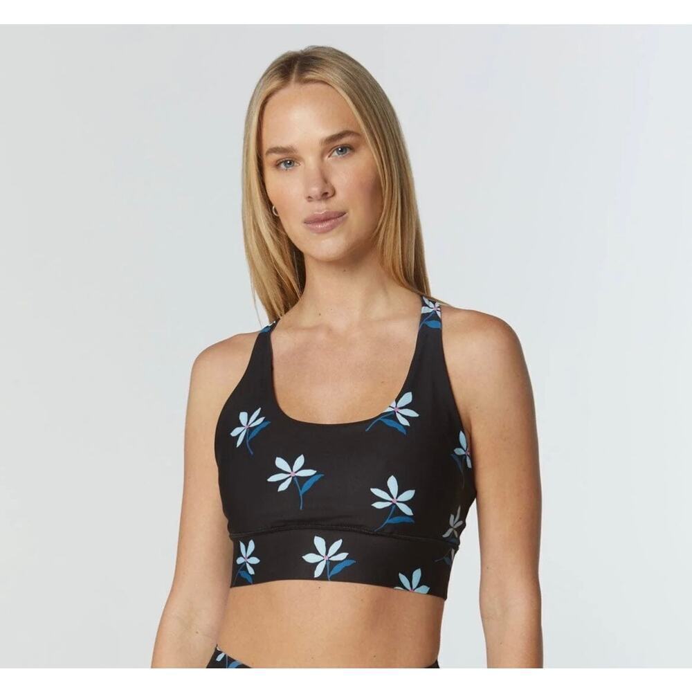 WITH Women’s Stella Strappy Sports Bra Blossom Bliss Floral Black NWT Small